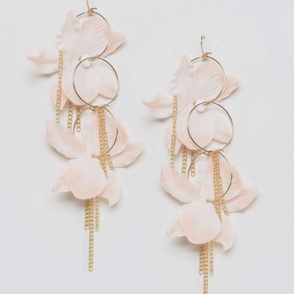 ASOS Pink and Gold Cascading Petal Earrings